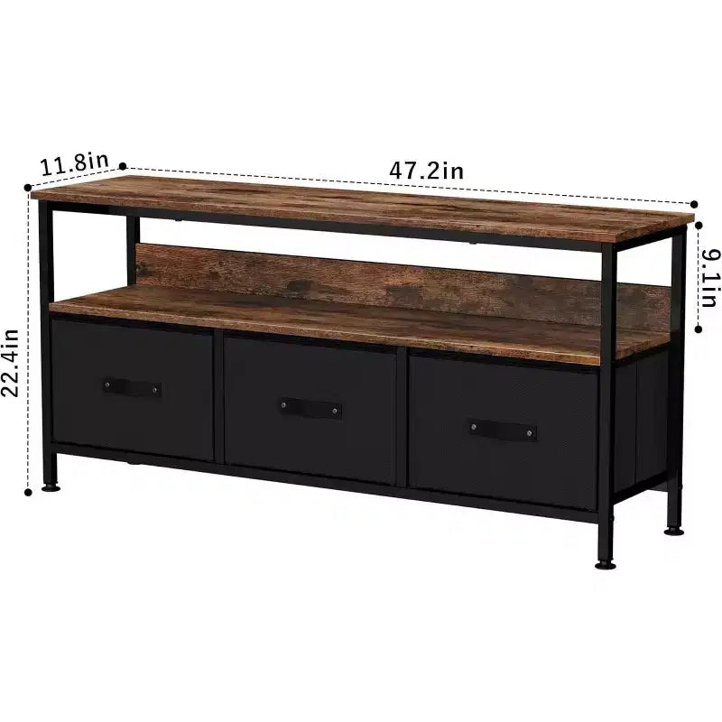 Mobile porta TV nero da 55" con cassetti grigi, mobile da soggiorno/camera da letto in stile cassettiera per riporre gli oggetti