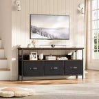 Mobile porta TV nero da 55" con cassetti grigi, mobile da soggiorno/camera da letto in stile cassettiera per riporre gli oggetti