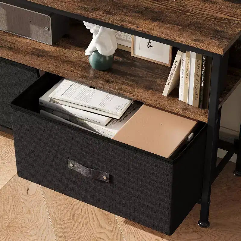 Mobile porta TV nero da 55" con cassetti grigi, mobile da soggiorno/camera da letto in stile cassettiera per riporre gli oggetti