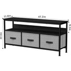 Mobile porta TV nero da 55" con cassetti grigi, mobile da soggiorno/camera da letto in stile cassettiera per riporre gli oggetti