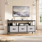 Mobile porta TV nero da 55" con cassetti grigi, mobile da soggiorno/camera da letto in stile cassettiera per riporre gli oggetti