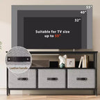 Mobile porta TV nero da 55" con cassetti grigi, mobile da soggiorno/camera da letto in stile cassettiera per riporre gli oggetti