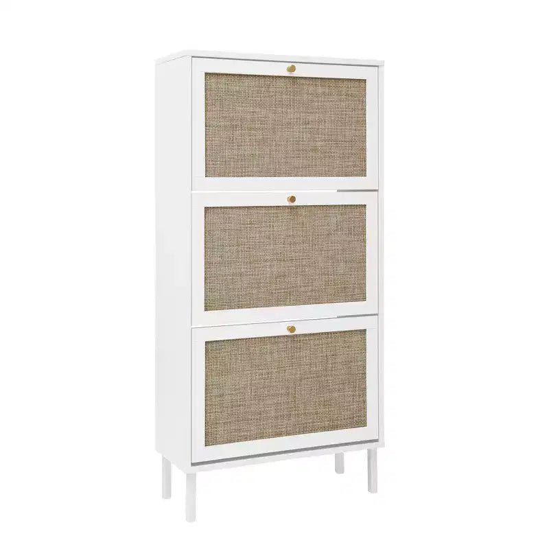 Scarpiera 3 ante in rattan, mobile scarpiera indipendente moderno