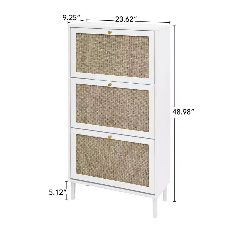 Scarpiera 3 ante in rattan, mobile scarpiera indipendente moderno