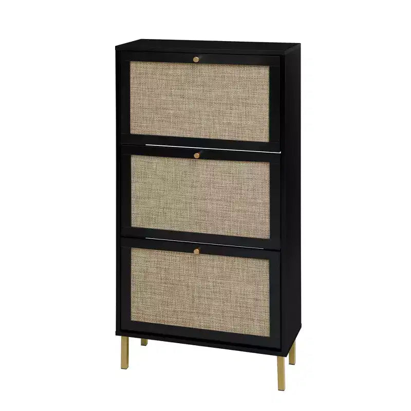 Scarpiera 3 ante in rattan, mobile scarpiera indipendente moderno