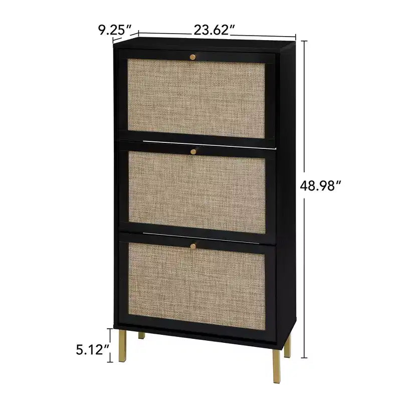 Scarpiera 3 ante in rattan, mobile scarpiera indipendente moderno