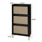 Scarpiera 3 ante in rattan, mobile scarpiera indipendente moderno