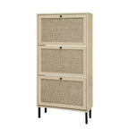 Scarpiera 3 ante in rattan, mobile scarpiera indipendente moderno