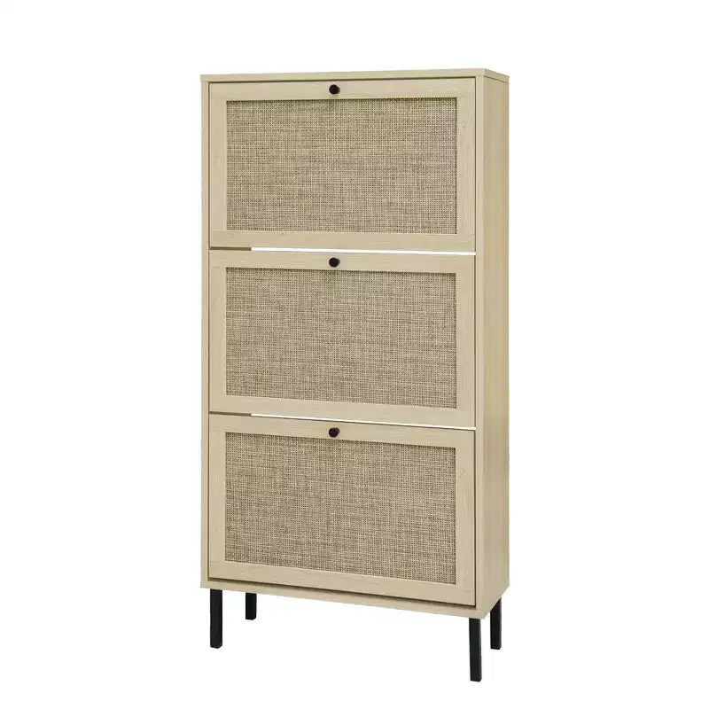 Scarpiera 3 ante in rattan, mobile scarpiera indipendente moderno
