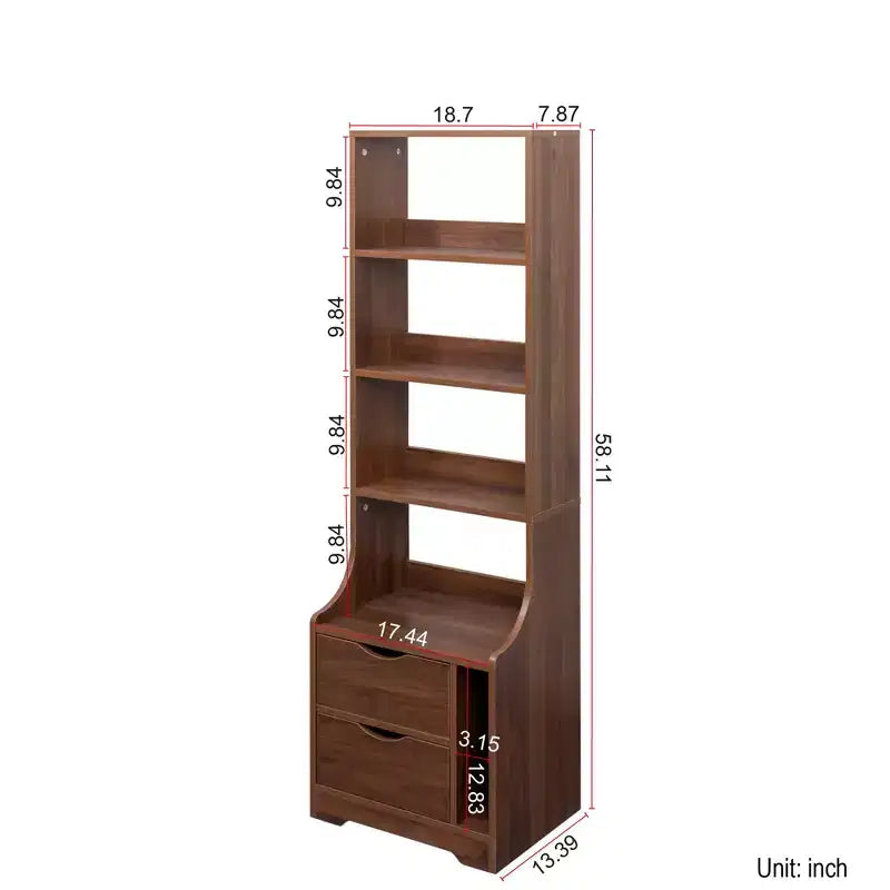 Comodini con libreria, cassettiera con 2 cassetti contenitori per camera da letto