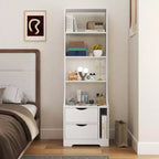 Comodini con libreria, cassettiera con 2 cassetti contenitori per camera da letto