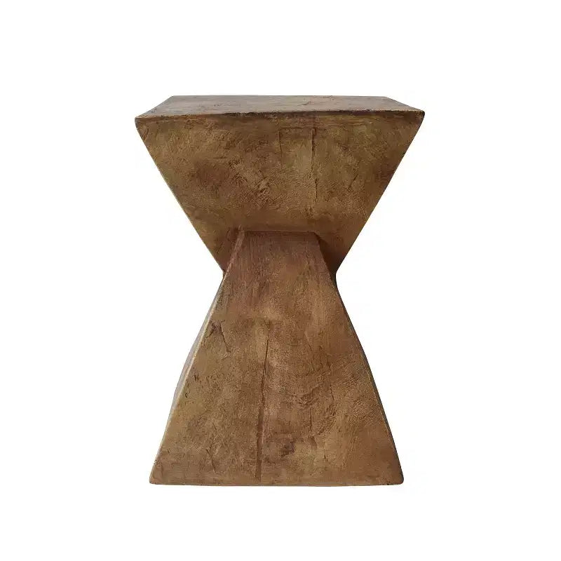 1 Tavolino Sculptural Hourglass, Tavolino Artigianale Effetto Legno per Salotto, Patio