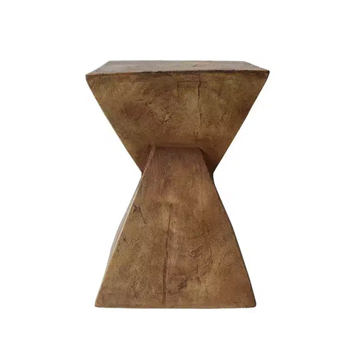 1 Tavolino Sculptural Hourglass, Tavolino Artigianale Effetto Legno per Salotto, Patio