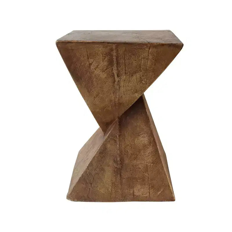 1 Tavolino Sculptural Hourglass, Tavolino Artigianale Effetto Legno per Salotto, Patio