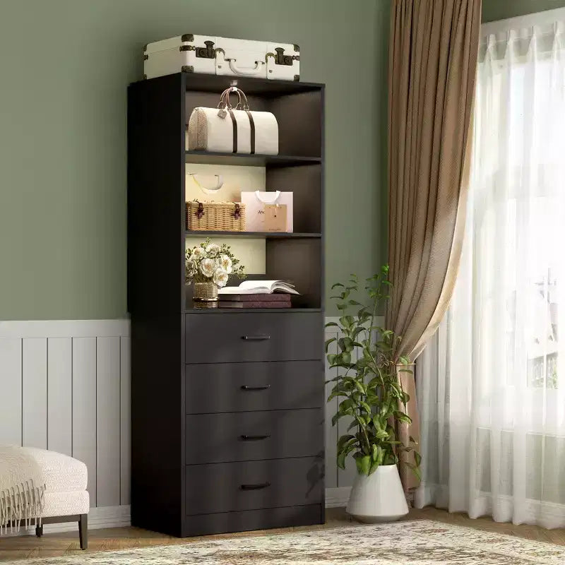 Sistema Organizzatore per Armadio con Cassetti e Ripiani in Legno