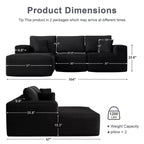 Divano componibile con chaise longue a L, divano moderno imbottito Cloud con cuscini decorativi per soggiorno e camera da letto