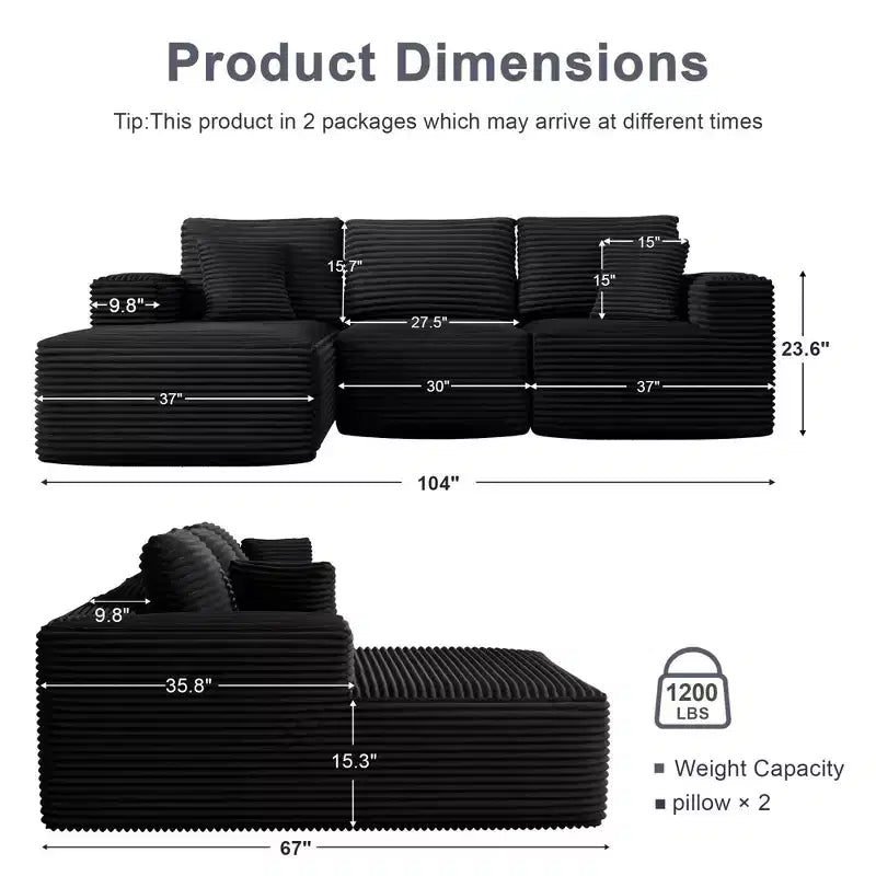 Divano componibile con chaise longue a L, divano moderno imbottito Cloud con cuscini decorativi per soggiorno e camera da letto
