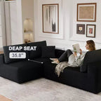 Divano componibile con chaise longue a L, divano moderno imbottito Cloud con cuscini decorativi per soggiorno e camera da letto