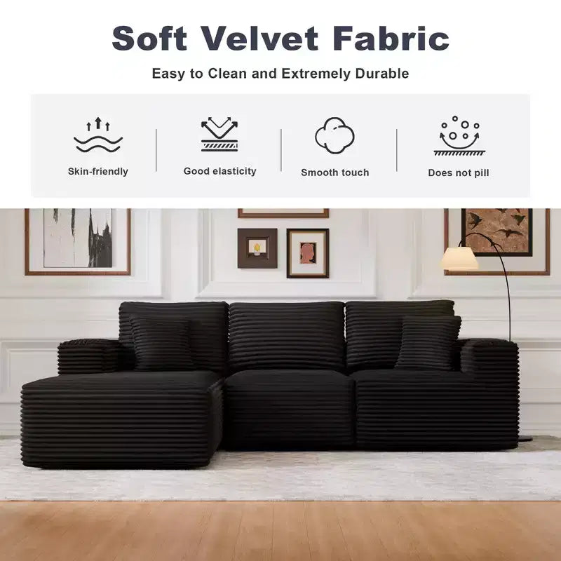 Divano componibile con chaise longue a L, divano moderno imbottito Cloud con cuscini decorativi per soggiorno e camera da letto