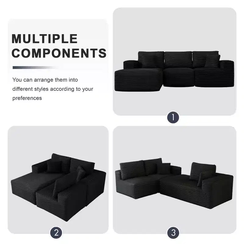 Divano componibile con chaise longue a L, divano moderno imbottito Cloud con cuscini decorativi per soggiorno e camera da letto