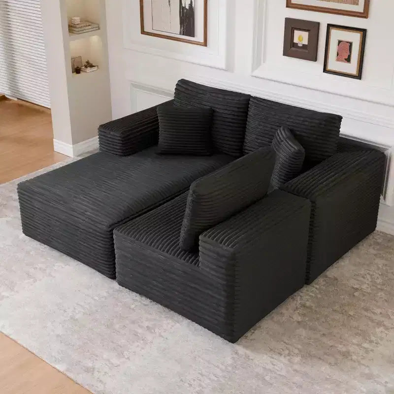 Divano componibile con chaise longue a L, divano moderno imbottito Cloud con cuscini decorativi per soggiorno e camera da letto