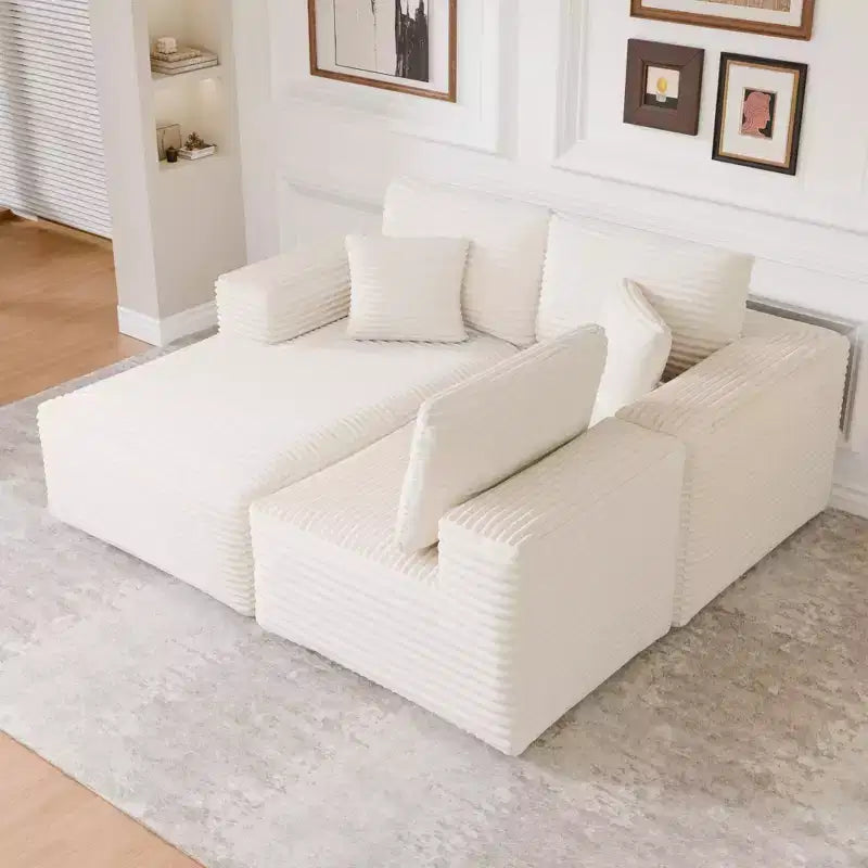 Divano componibile con chaise longue a L, divano moderno imbottito Cloud con cuscini decorativi per soggiorno e camera da letto