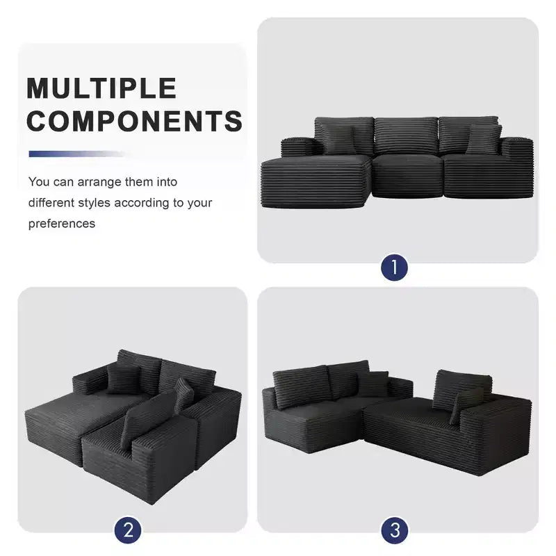 Divano componibile con chaise longue a L, divano moderno imbottito Cloud con cuscini decorativi per soggiorno e camera da letto
