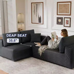 Divano componibile con chaise longue a L, divano moderno imbottito Cloud con cuscini decorativi per soggiorno e camera da letto