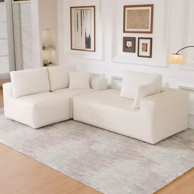 Divano componibile con chaise longue a L, divano moderno imbottito Cloud con cuscini decorativi per soggiorno e camera da letto