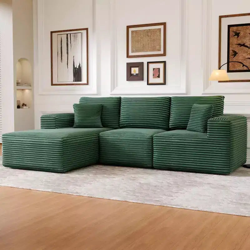 Divano componibile con chaise longue a L, divano moderno imbottito Cloud con cuscini decorativi per soggiorno e camera da letto