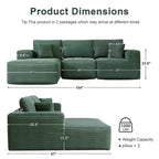 Divano componibile con chaise longue a L, divano moderno imbottito Cloud con cuscini decorativi per soggiorno e camera da letto