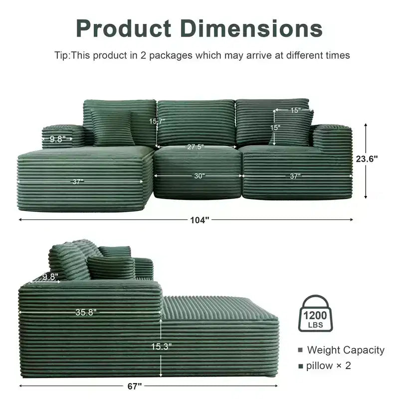 Divano componibile con chaise longue a L, divano moderno imbottito Cloud con cuscini decorativi per soggiorno e camera da letto