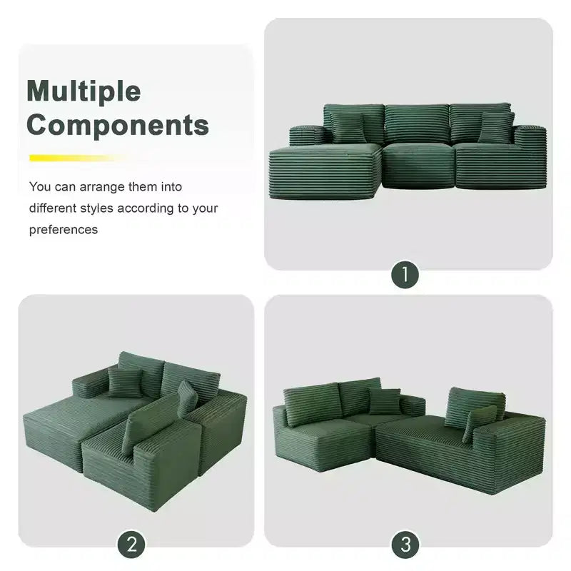 Divano componibile con chaise longue a L, divano moderno imbottito Cloud con cuscini decorativi per soggiorno e camera da letto