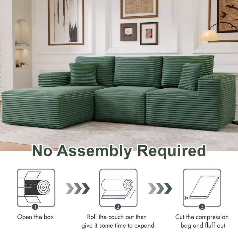 Divano componibile con chaise longue a L, divano moderno imbottito Cloud con cuscini decorativi per soggiorno e camera da letto