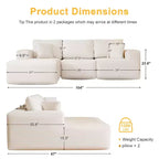 Divano componibile con chaise longue a L, divano moderno imbottito Cloud con cuscini decorativi per soggiorno e camera da letto