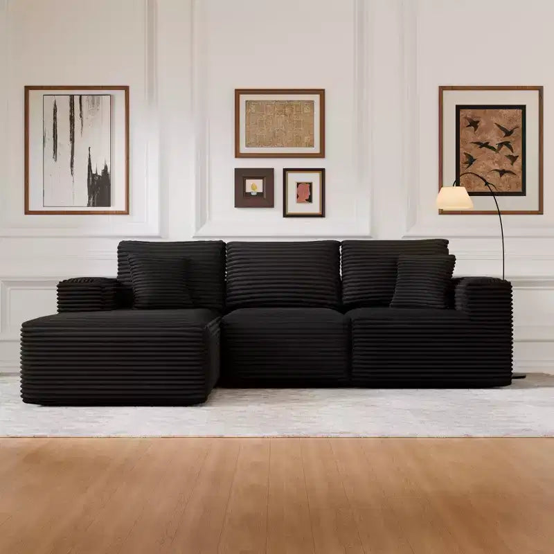 Divano componibile con chaise longue a L, divano moderno imbottito Cloud con cuscini decorativi per soggiorno e camera da letto
