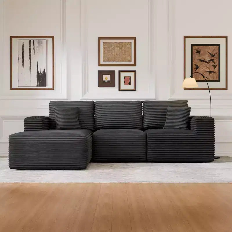 Divano componibile con chaise longue a L, divano moderno imbottito Cloud con cuscini decorativi per soggiorno e camera da letto