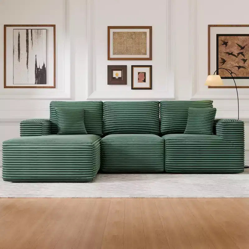 Divano componibile con chaise longue a L, divano moderno imbottito Cloud con cuscini decorativi per soggiorno e camera da letto