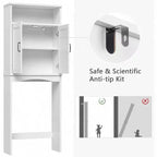 Mobiletto salvaspazio da bagno sopra il WC, organizer bianco con ripiano regolabile e doppie ante