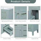 Base per mobile bagno a 30" senza lavello, con cassetti in MDF, telaio solido, colore verde
