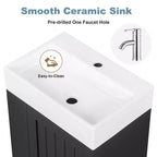 Mobile bagno 20 in ceramica per lavabo, cassetto portaoggetti in MDF, mensola laterale, maniglia dorata, piccolo bagno