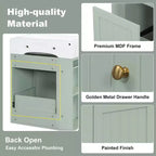Mobile bagno 20 in ceramica per lavabo, cassetto portaoggetti in MDF, mensola laterale, maniglia dorata, piccolo bagno