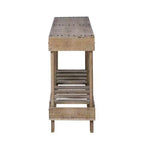 62.9 Consolle per ingresso rustico con ripiano portaoggetti, tavolo da corridoio in legno massello di abete con dettagli in rivetti metallici per soggiorno