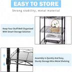 6 - Scaffale a filo a ripiani regolabile in metallo per lavanderia bagno cucina dispensa armadio nero 16,6L x 11,4W x 64,6H