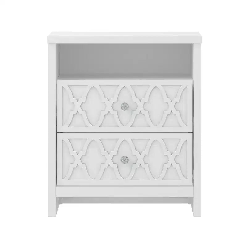 Comodino a 2 cassetti con ripiano aperto in bianco 22.8 L 15.7 P 26.8 A