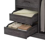 Organizzatore per armadio da 36 pollici con cassetti in legno, sistema guardaroba autoportante con aste appendiabiti
