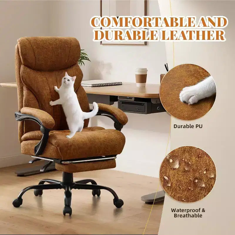 Sedia da ufficio ergonomica per la casa, sedia da scrivania direzionale con schienale alto, poggiapiedi estraibile e sedile ampio, sedia da computer girevole resistente