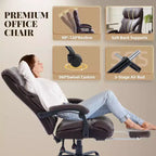 Sedia da ufficio ergonomica per la casa, sedia da scrivania direzionale con schienale alto, poggiapiedi estraibile e sedile ampio, sedia da computer girevole resistente