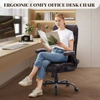 Sedia da ufficio ergonomica per la casa, sedia da scrivania direzionale con schienale alto, poggiapiedi estraibile e sedile ampio, sedia da computer girevole resistente
