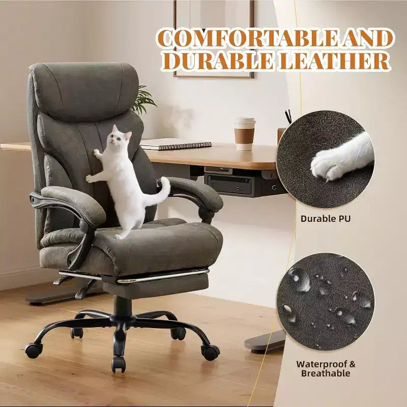 Sedia da ufficio ergonomica per la casa, sedia da scrivania direzionale con schienale alto, poggiapiedi estraibile e sedile ampio, sedia da computer girevole resistente